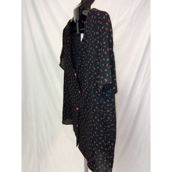 Shein Women's Vintage Style Cherry Pattern Black Red Blouse Size Large - Picture 2 of 6